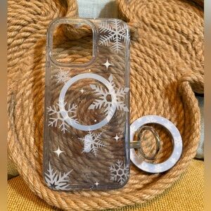 Velvet Caviar Clear Snowflake Phone Case with Ring Holder iPhone 15 Pro Max EUC